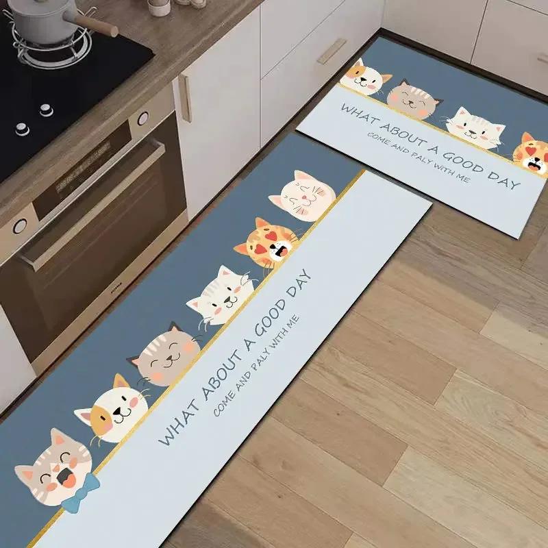 Non-slip PVC Kitchen Floor Mat Waterproof Cartoon Rug Home Decoration Foot Mats Alfombra De Cocina