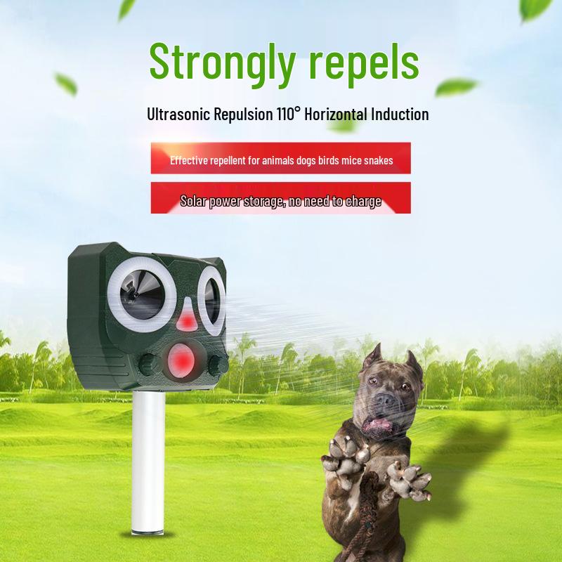 Solar-Powered Ultrasonic Animal Repeller: Waterproof Device for Birds, Rodents, and Cats