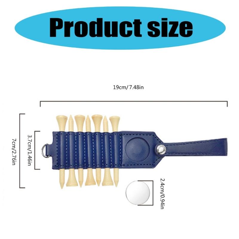 Outdoor Golfs Tees Holder Portable PU Leather Golfs Tees Storage Bag Carry Pouch 7 Slot Golfs Tees Carriers Hanging Pouch
