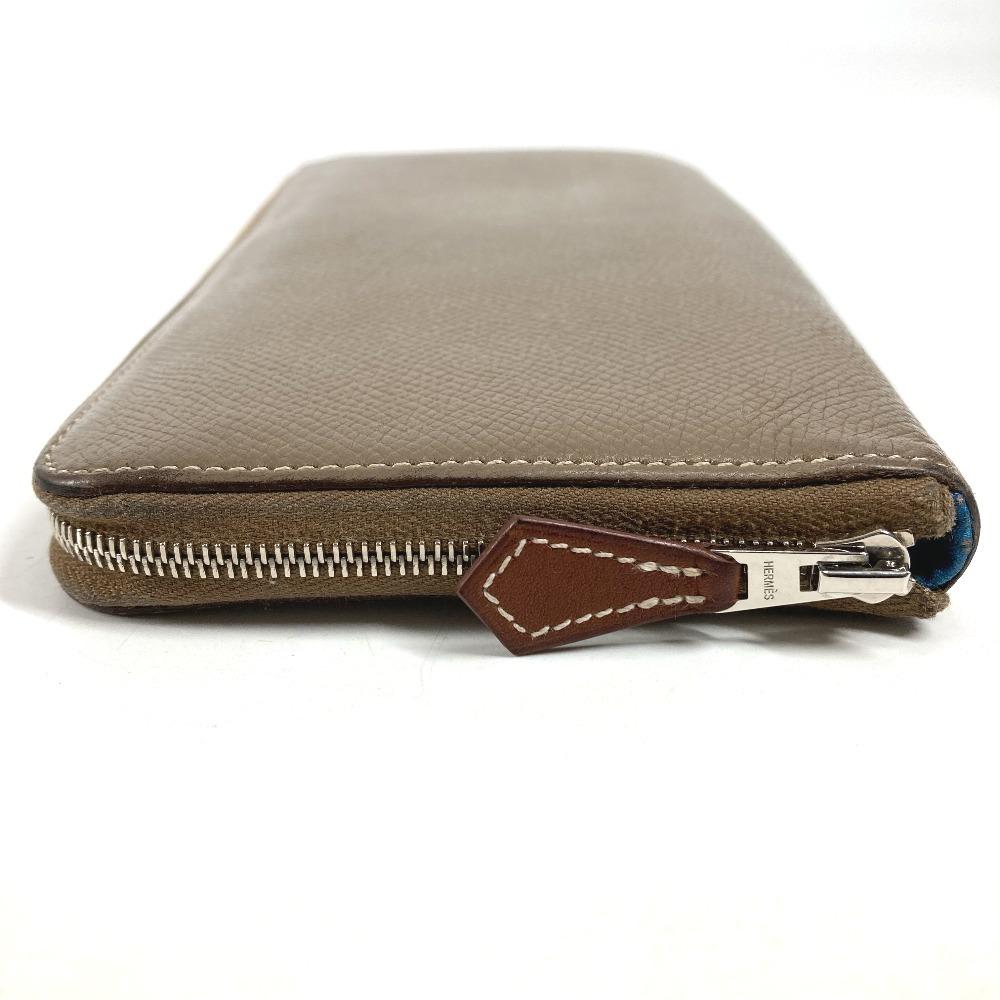 HERMES Azap Long Silk-In Wallet Zip Around Long Wallet Epsom Etoupe gray