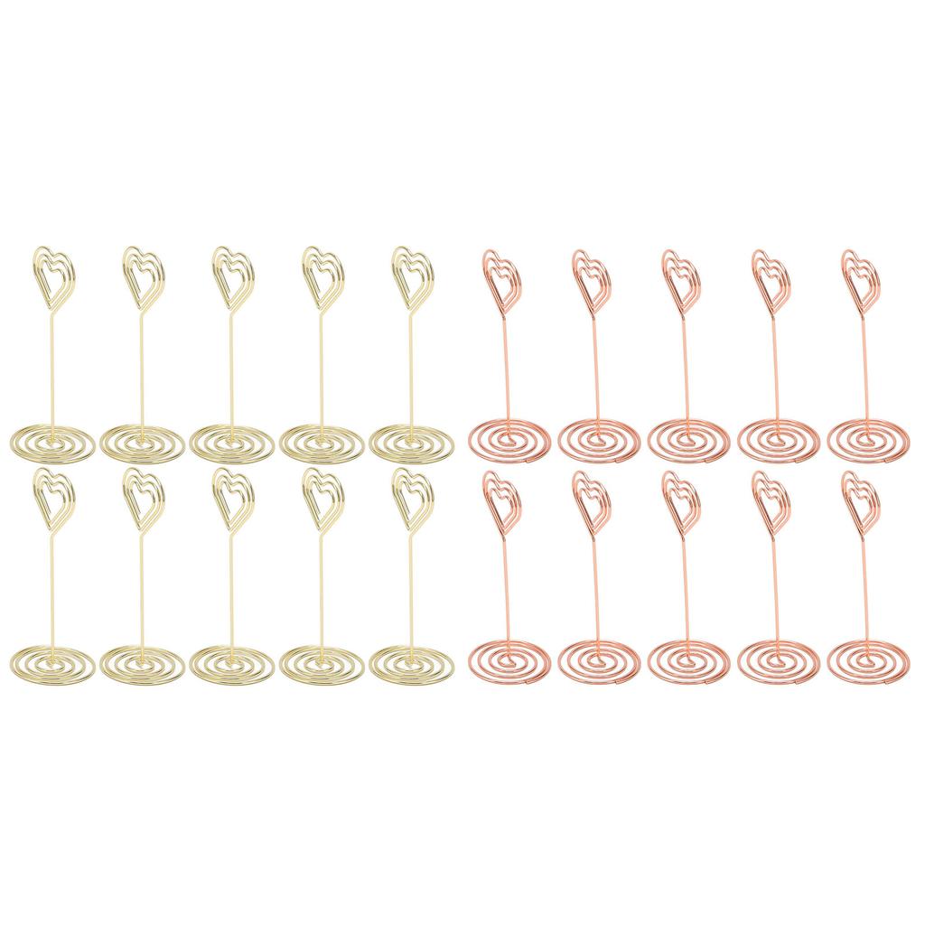 10Pcs Table Number Stands Layered Heart Style Stable Base Electroplated Metal Place Card Holder for 
