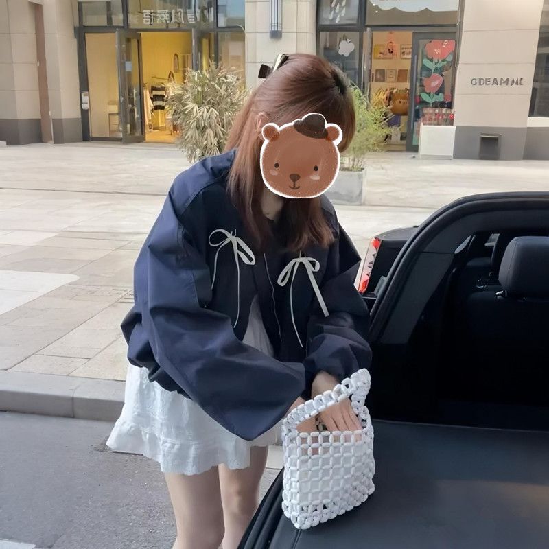 

Европейские Товары Мода Шик Банты Короткая Куртка Женская Весна Маленькая Свободная Все-Сочетаемая Молодежная На вид Топы Мода Navy L