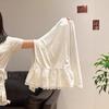 Lace Trim Plush Long-Sleeve Top for Autumn/Winter: Slimming, Stylish, and Versatile