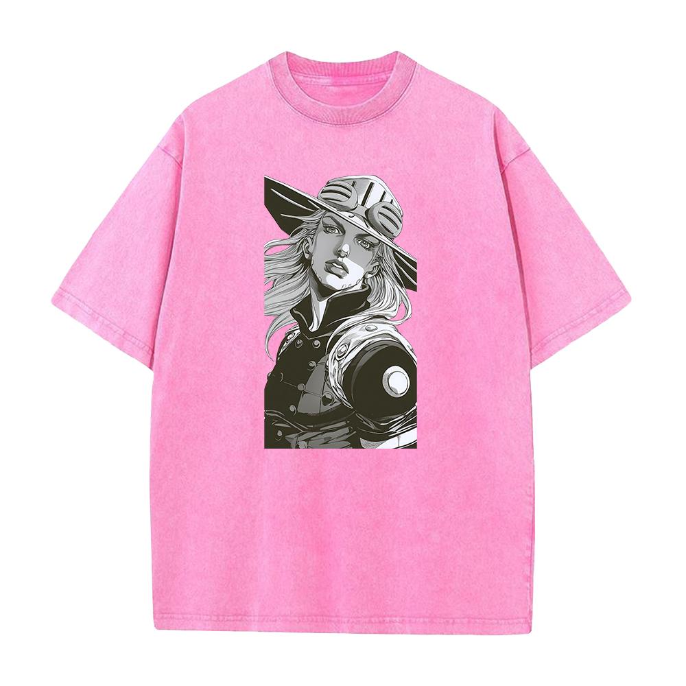 JoJo's Bizarre Adventure Gyro Zeppeli Graphic Tshirt Men Women Clothing Short Sleeve Cotton T-shirts Washed Tee Harajuku T Shirt