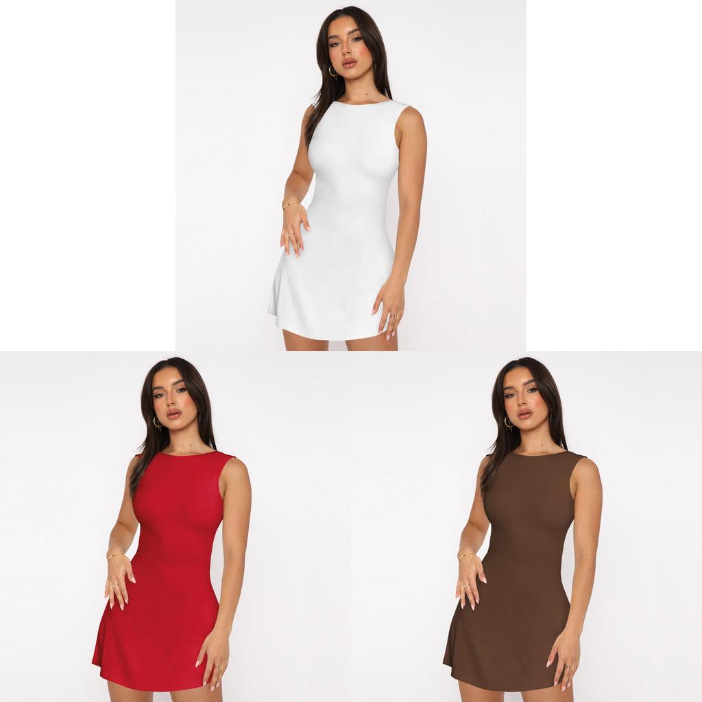 Y2k Pure Desire Slim Fit Backless Sleeveless Short Dress For Summer Nightlife