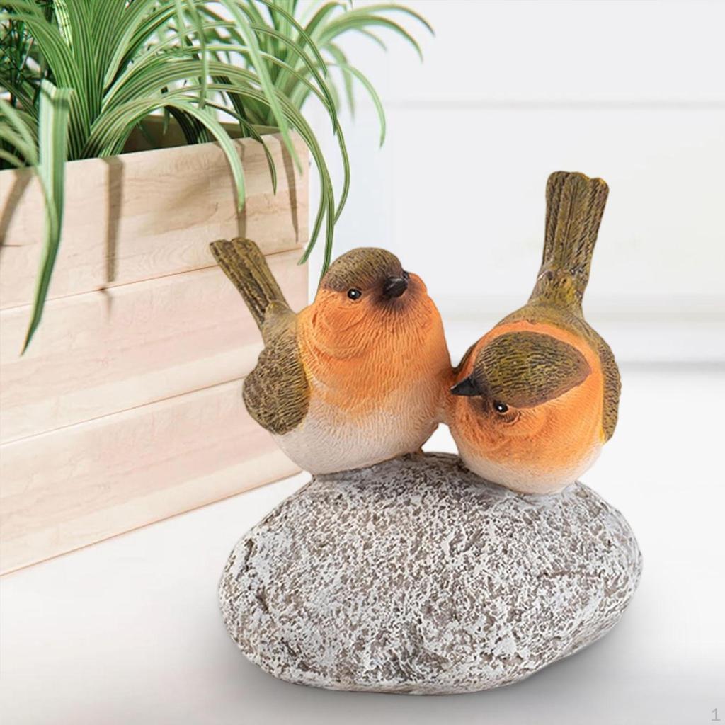 Vogelstatue mit Steinharzskulptur Schmuck Tier für Blumentopf Innen und