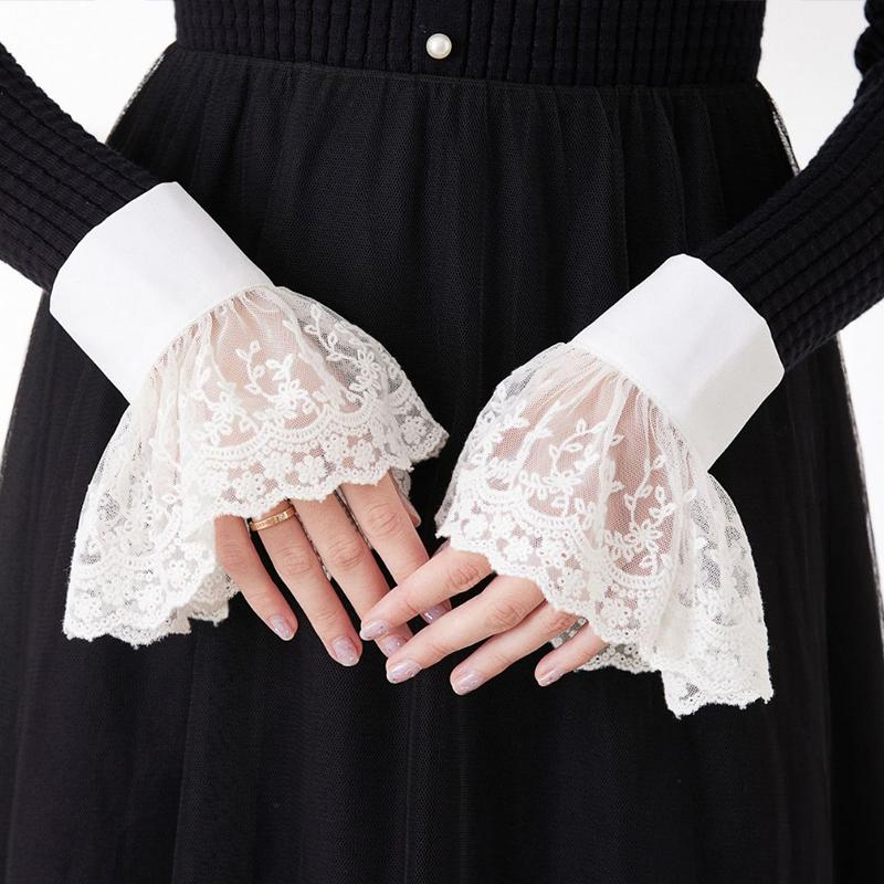 Halloween Costume Cosplay Accessories Lace Cuffs White Detachable Fake Sleeves Wedding Bridal Gowns Accessories Sweater Cuff