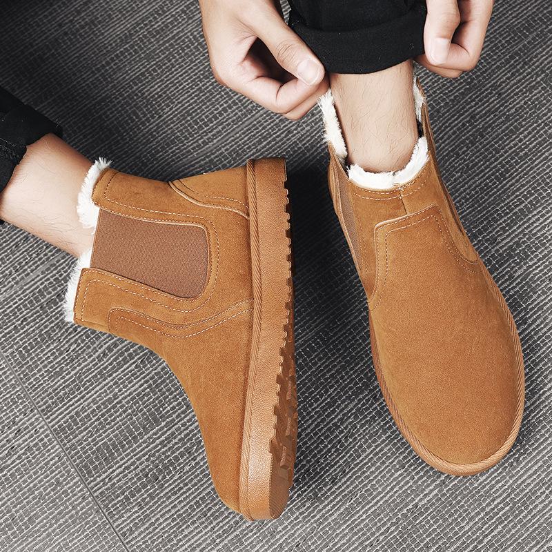 Free Shipping: 2024 Men's Korean Style Winter Snow Boots - High-Top, Warm Plus Velvet, Outdoor-Friendly