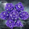 7 Pcs Purple White Dragon Metal Dice Hollow Metal Polyhedral Dice Set Suitable for Role-Playing RPG  Board Game Card Game