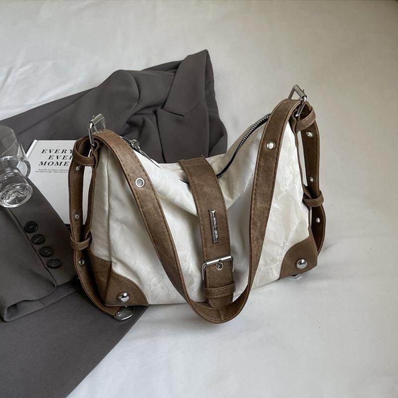 

Yogodlns Vintage Luxury Design Fashion Handbags Aesthetic Patchwork All Match Shoulder Bag Casual Streetwear Trendy Crossbody Bags 28x11x21cm коричневый