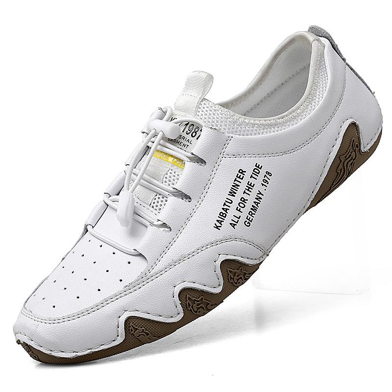 Men's Shoes Spring and Summer Trendy Shoes 2025 New Korean Version Versatile Men's Casual Shoes Large Size White Leather Shoes Doudou Shoes Men