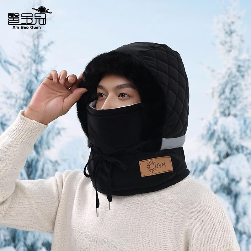 Winter velvet warm ear protection men and women outdoor riding skiing cold hat mask scarf integrated hat