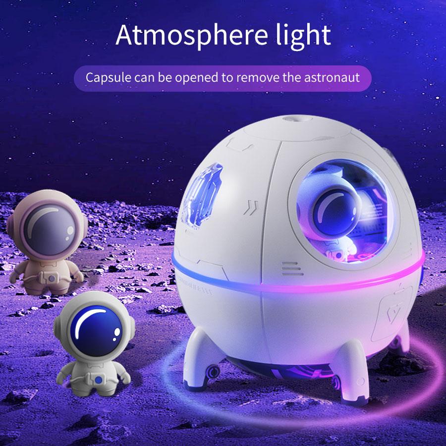 Nawilżacz powietrza Kapsuła Kosmiczna 220ML USB Ultrasoniczny Chłodna Mgiełka Dyfuzor Wody do Aromaterapii ze Światłem LED Nawilżacz Astronauty