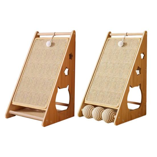 Yousheng Incline Cat Scratching Board Triangle Cat Scratcher Sisal Cat Scratch Ramp with Fuzzy Ball to Protect Furniture Sofa for Indoor Cats