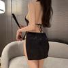 Cosplay Lingerie Chinese Style One Tone Backless Black Cheongsam Dress with Hollow Slit Sexy Exotic Costume