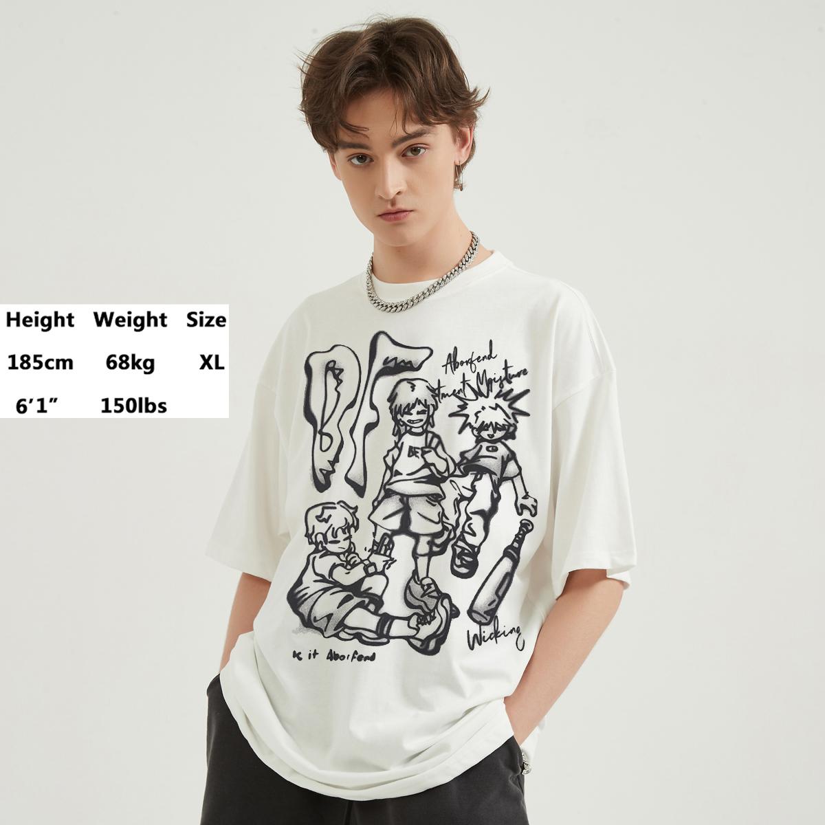 

Футболка унисекс с мультяшным рисунком Streetwear 2024 S белый