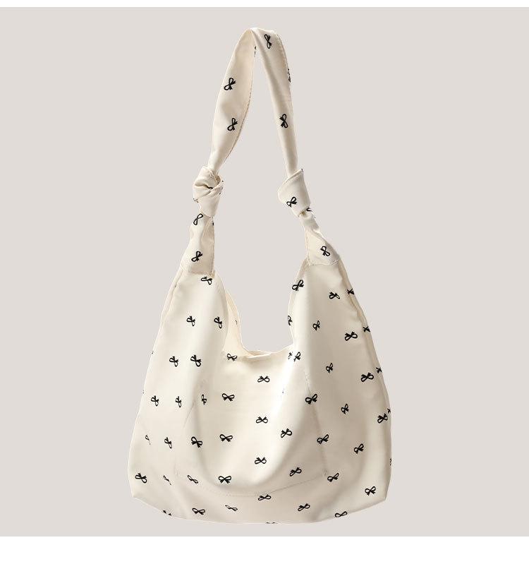 Niche Design Women's Bow Canvas Foldable Tote - 2024 Fashion