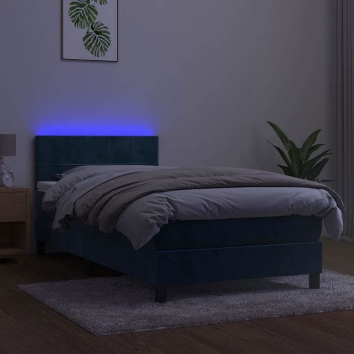 Maison Exclusive - Sommier à lattes de lit et matelas et LED Bleu foncé 80x200 cm