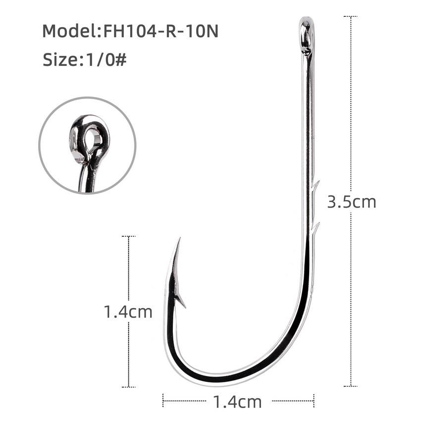 100pcs High Carbon Steel Barbed Fishing Hooks with Ringed Shank, Double Back, Long Shank, Straight Eye for Sea Fishing