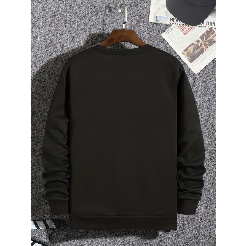 Men's New Fashion Crew Neck Sweatshirt - Loose Fit Long Sleeve Casual Trendy Style For Daily Wear With Digital Print.