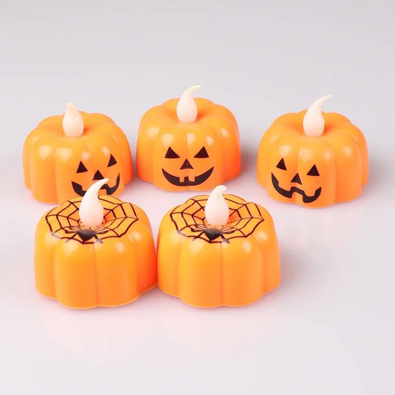 2025 New Halloween Party Pumpkin Lantern Ornaments Decorations Led Electronic Lights Glowing Pumpkin Candle Lights