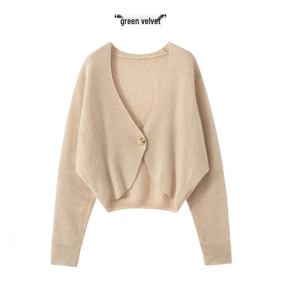 Fashionable Summer V-Neck Knit Cropped Cardigan with Sun Protection
