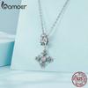 Bamoer Iris Cross přívěsek pro ženy 925 Sterling Silver Křížový přívěsek Květina Počáteční přívěsek fit přívěsek Vánoční DIY