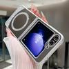 Magnetisches Kabelloses Ladecase Für Samsung Galaxy Z Flip 6 5 4 3 Kosmetikspiegel Bling Funkelnde Diamanten Stoßfeste Harte Hülle