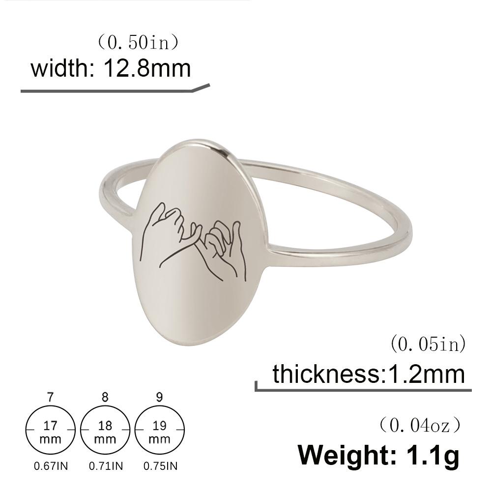 Pinky Swear Promise Hand Gesture Ring Stainless Steel Women Oval Finger Rings Jewelry Birthday Gift for Friends