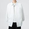 [ODFMCE] men's shirt long sleeve spring Relaxing Plain color Fashionable casual large size (JP, alphabet, 3XL, white)