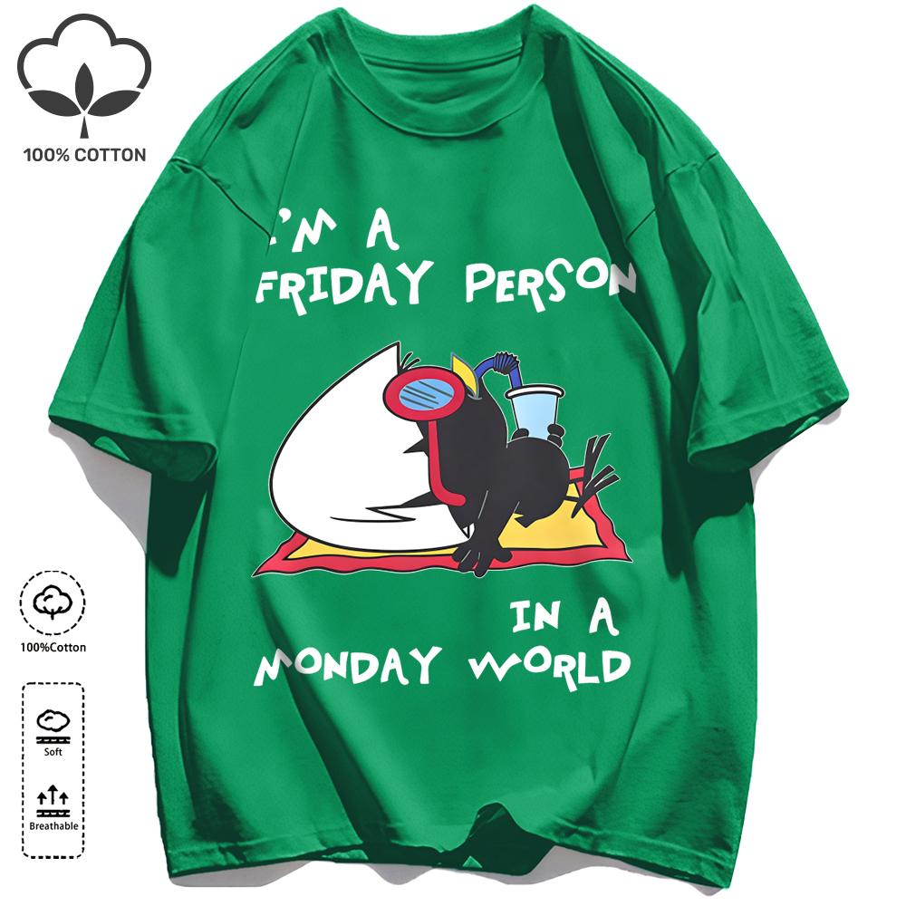 Sleeping In A Monday World Printing Retro Unisex T-Shirts Loose Cotton T Shirt Trendy Summer Tee Unisex Fashion Sports Clothes