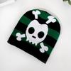 Fashion Color Blocked Striped Skull Pattern Neutral Casual Warm Knitted Hat For Streetwear And Hiphop Fans