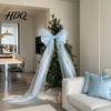 Herbruikbare Polyester Strikken Extra Grote Kerstboom Topper Strik 150 cm Reusachtig Tule met Feestelijke Cadeauverpakking Lange Slinger Organza Gaaslint