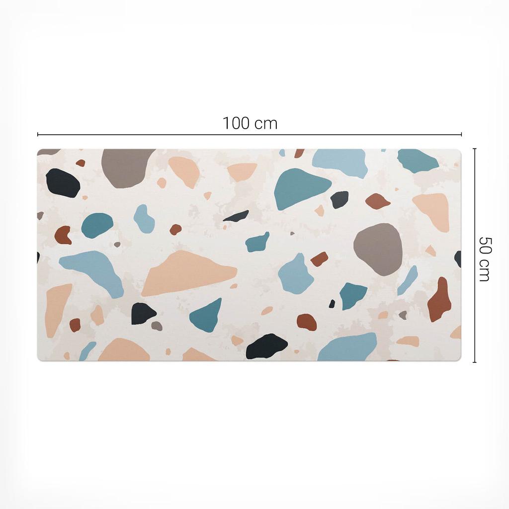 Protective Desk Pad With Abstract Terrazzo Graphics 100X50 Cm