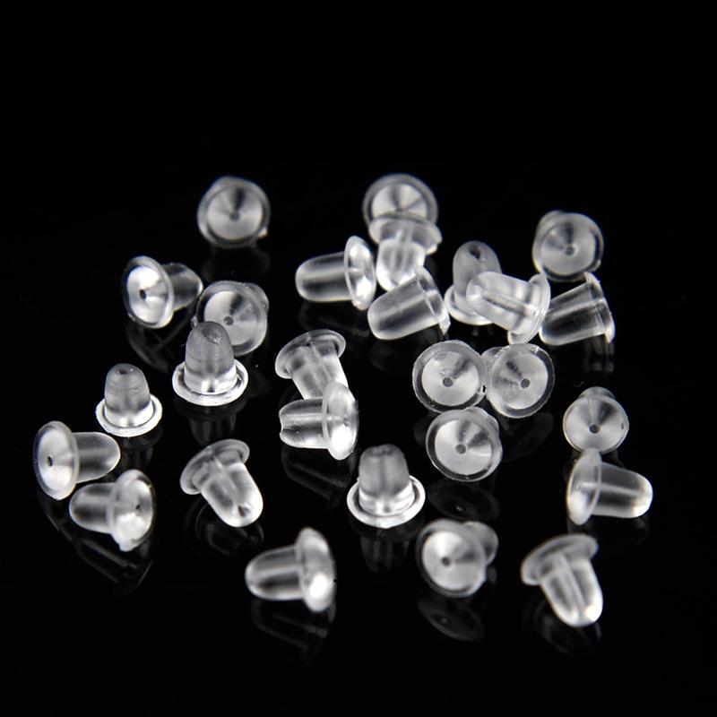 100pcs/lot Clear Soft Silicone Rubber Earring Backs Safety Bullet Stopper Rubber Jewelry Accessories DIY Parts Ear Plugging