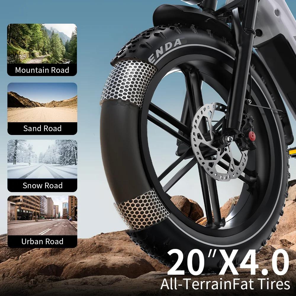 Bicicleta Eléctrica ONESPORT OT08 pro Sistema de Doble Batería 48V 36AH Velocidad hasta 40 Km/h Rueda Gruesa de 20 Pulgadas con Frenos Hidráulicos Y Control por App