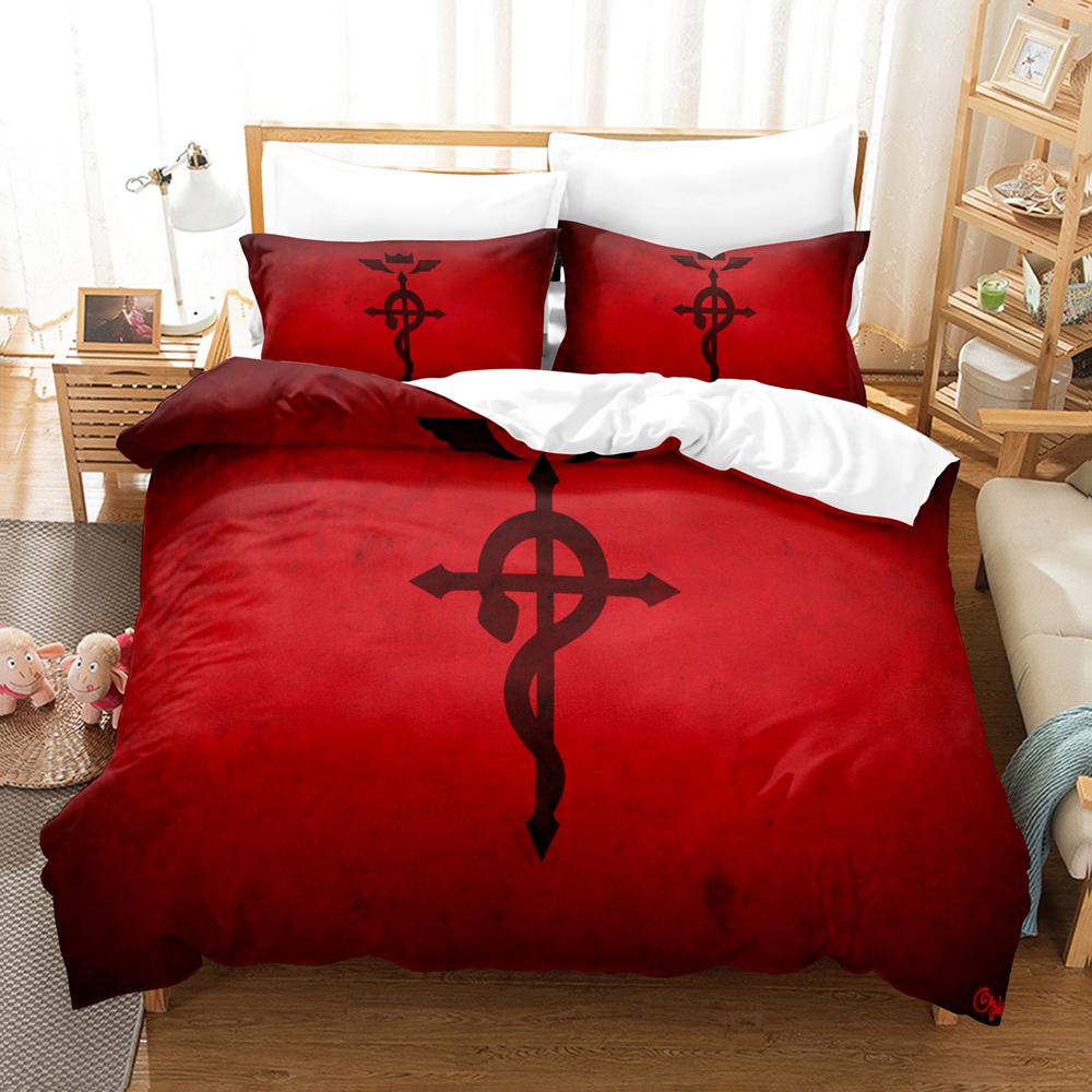Anime FULLMETAL ALCHEMIST Sängkläder Påslakanset med örngott Twin Full Queen King Sängkläder Sänglinne Hemtextilier