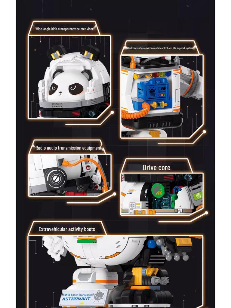 Not Yet Bricks: Semi-Mecha Space Astronaut Panda - Educational Building Block Toy