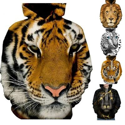 Sweat à capuche pour homme à motif animal 3D tendance imprimé tigre lion, mode décontractée automne manches longues, pull pour femme extérieur rue