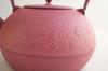 Ikenaga Ironworks Nanbu Iron Kettle, Gardenia and Cherry Blossom Pattern, Pink