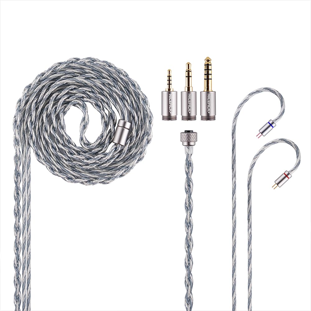 

NICEHCK BlueLuna Earphone OFC Interchangeable HiFi Himalaya Included Replacement Metal DIY Interchangeable Cable, Silver-Plated Oxygen-Free Copper,