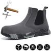 Work Boots Safety Steel Toe Shoes Men Chelsea Boots Anti-Scald Welding Shoes Anti-Smash Indestructible Boots Work Safety Shoes