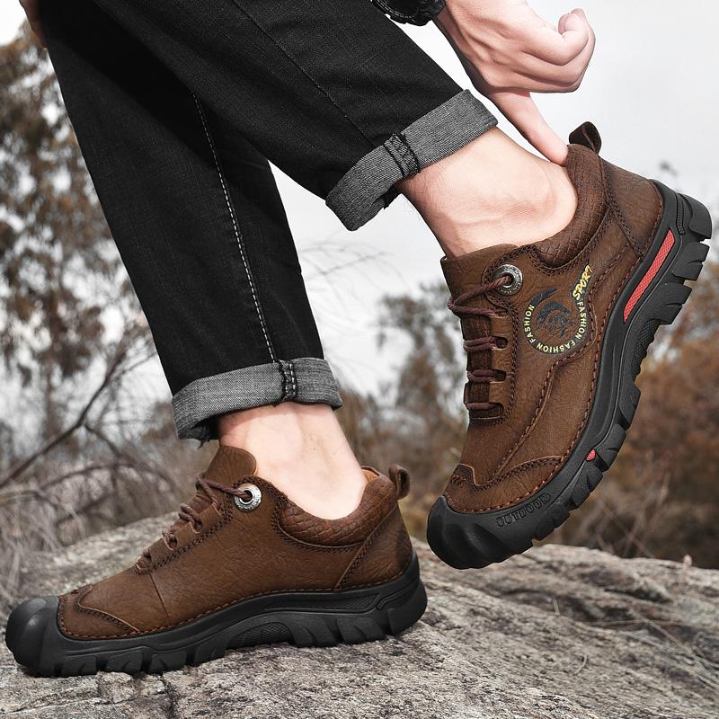 Herren Westernstiefel Echtlederstiefel Outdoorschuhe Herren Flats Bequeme Herren Wanderstiefel