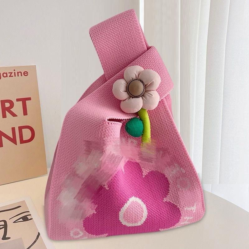 Sommer Damen Niedliche Mini-Tasche Vielseitige Mode Handytasche Cartoon Gestrickte Handtasche Umhängetasche Umhängetasche