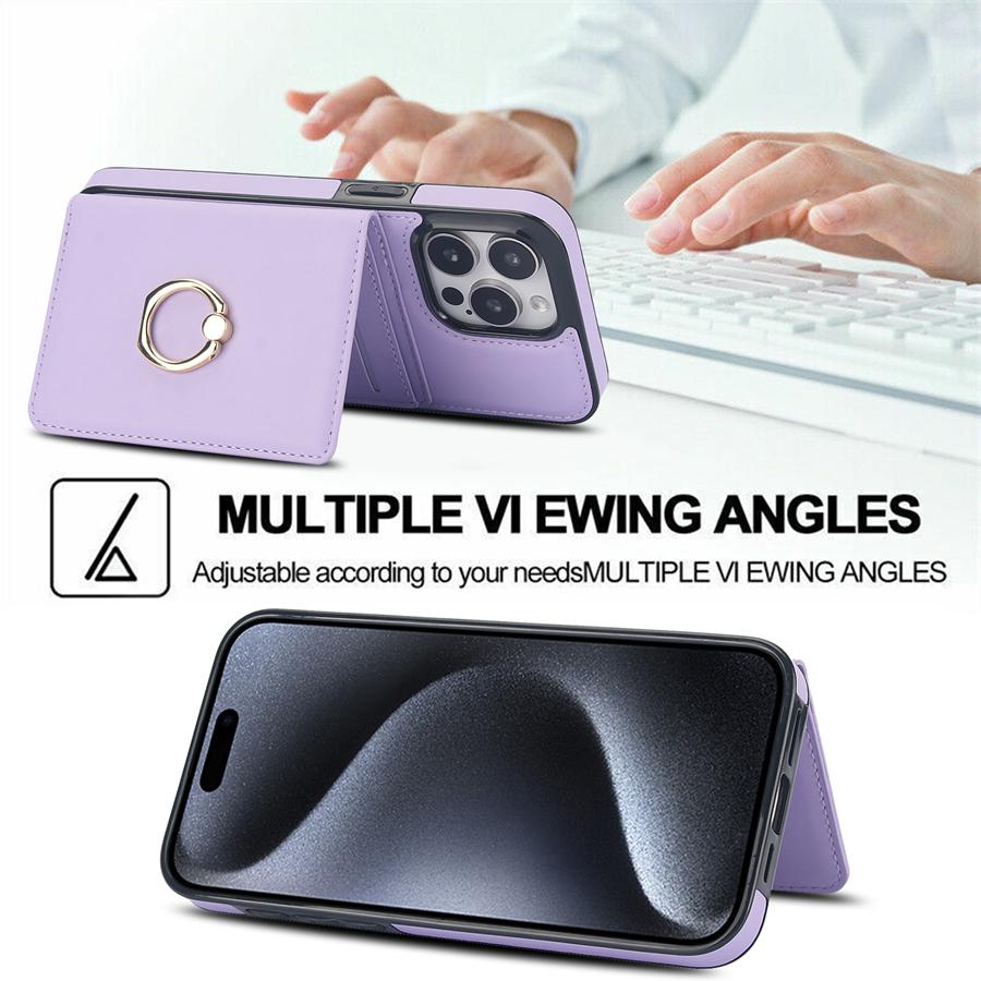 Wallet Card Slot RFID Blocking Kickstand Magnetic 360° Flip Leather Case For iPhone 17 Pro Max Air 16e 15 Plus 14 13 12 11 XR 8