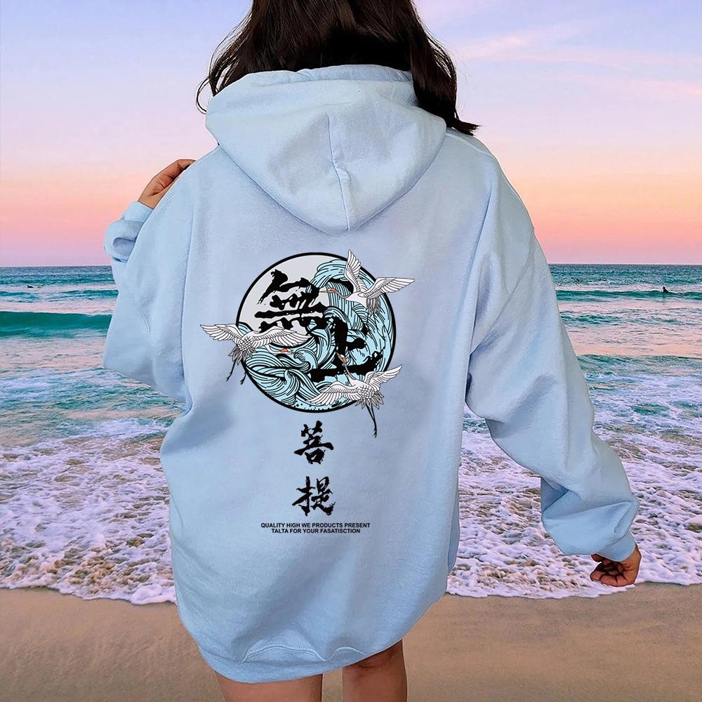 Kvinner Letter Hettegensere Høst Søt Horn Langermet hettejakke Kvinne Uformell Oversize gensere Streetwear