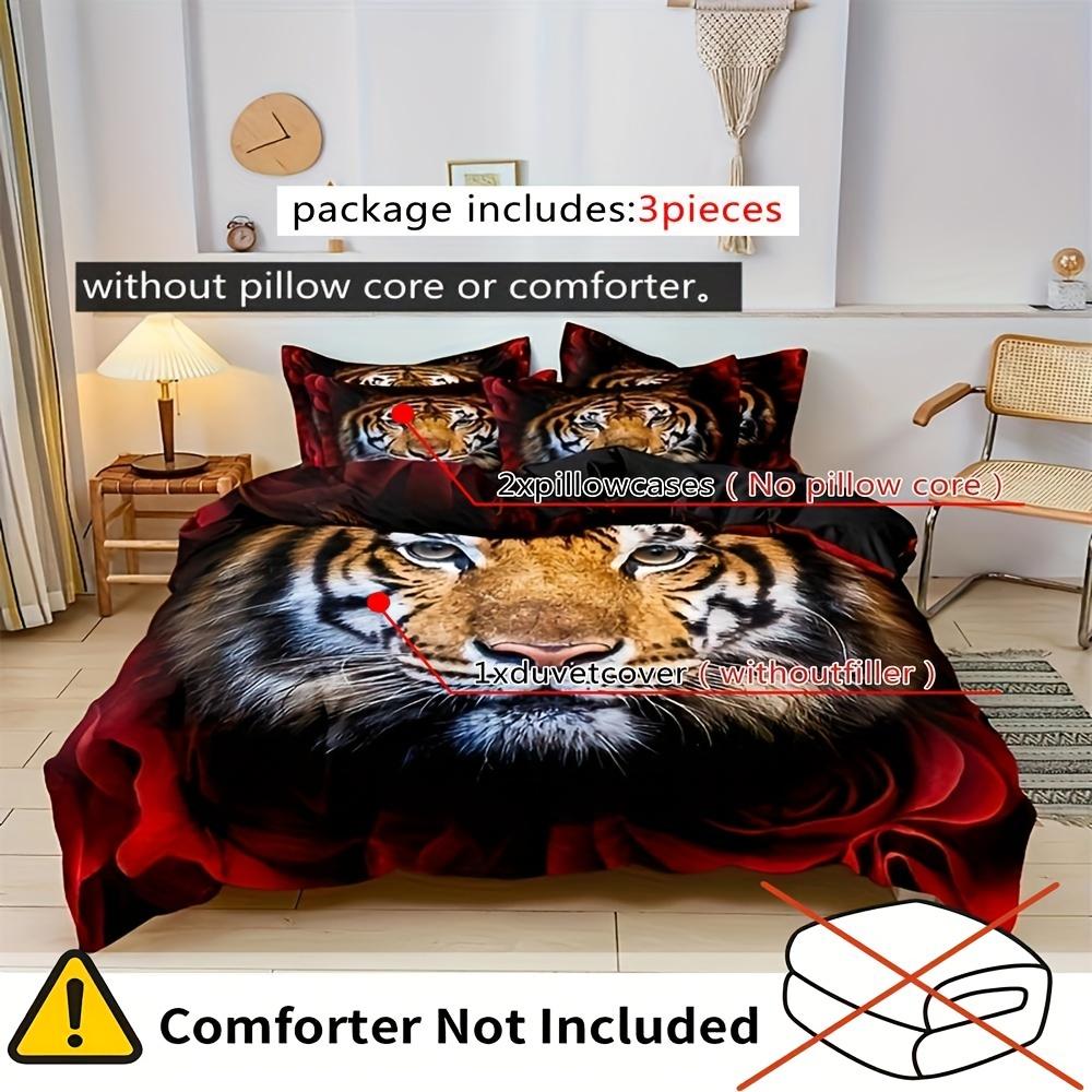 3pcs Duvet Cover Set, Tiger Print Bedding Set, Soft Comfortable Duvet Cover, For Bedroom, Guest Room