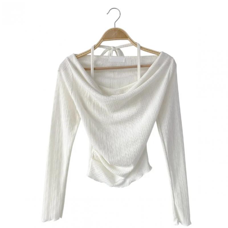 New ArrivalS Open Run Women S Off Shoulder Slit Draped Long Sleeve Knit