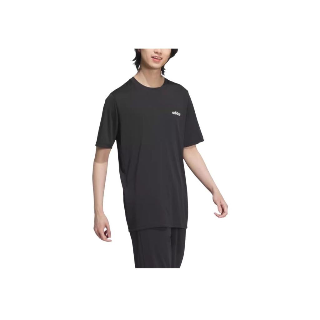 Adidas Potisk loga Pohodlné Ležérní Rychleschnoucí Prodyšné Tričko s krátkým rukávem Unisex Top Černý JJ0621