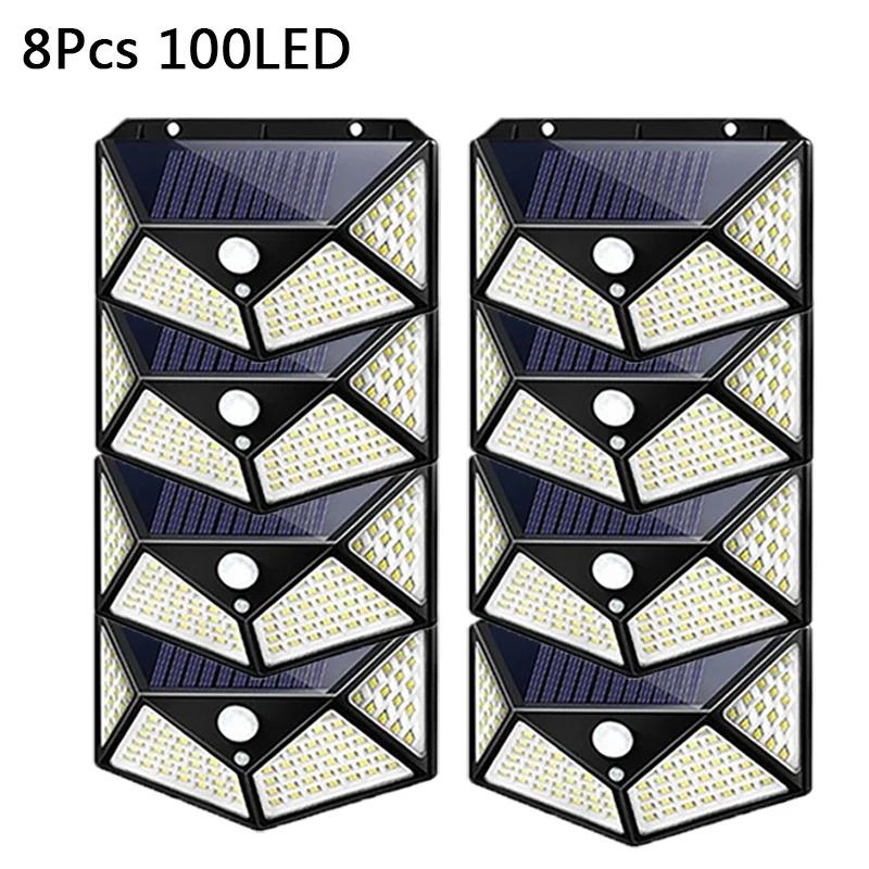 4/6/8/10PCS Outdoor Solar Wall Lights with Motion Sensor IP65 Waterproof 100 LEDs Solar Powered for Garden Yard Street Lighting